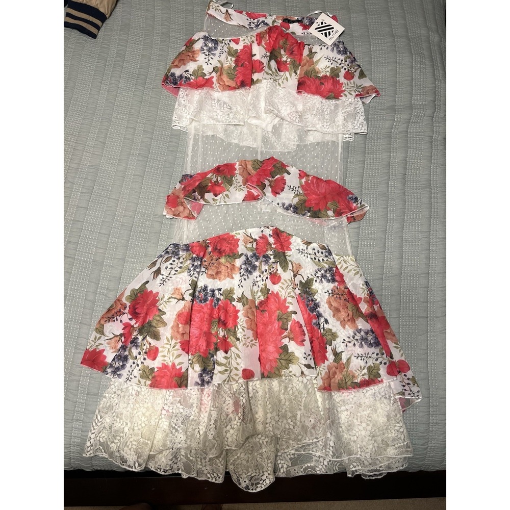 NWT Blithe LA Sheer Lace Floral Layered Maxi Skirt